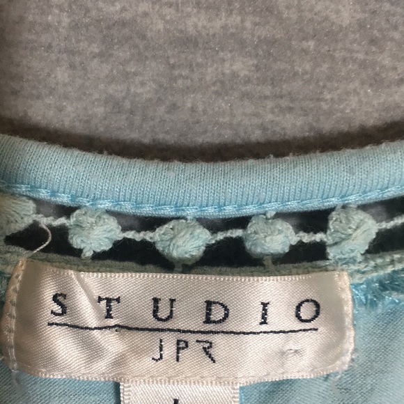 STUDIO Comfy Stretch Oversized Relaxed Fit Jersey Knit Tie Front Lacey Trim - Picture 13 of 16